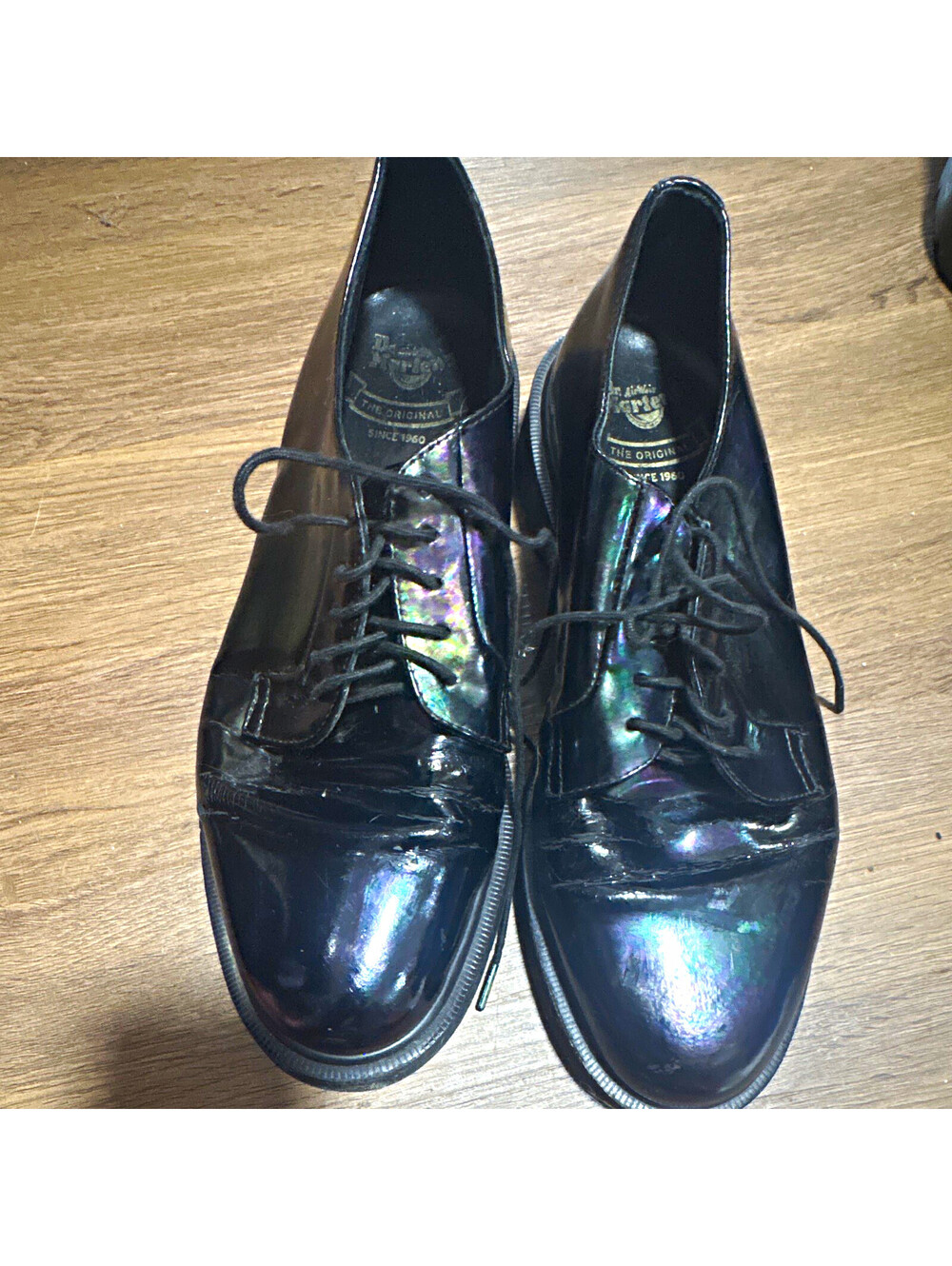 Dr. Martens Men's Oxford Dress Shoes Black Patent Leather Lace Up AU 8 Slip